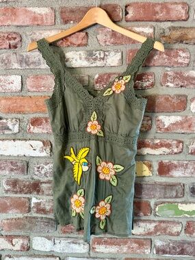 Y2K Vintage Joystick by Johnny Was  Boho Embroidered Floral Tank